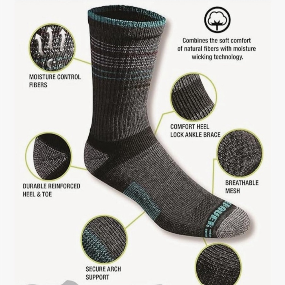 Eddie Bauer Men's Trail Socks - blue Light Gray & Charcoal (6-Pack) - Picture 6 of 6